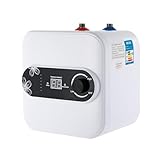 1500W Warmwasserspeicher Elektrischer Sofortiger Durchlauferhitzer Warmwasserbereiter, An der Wand montiert, Frei stehend, LED Bildschirm, 8L Speichertank IPX4, Weiß