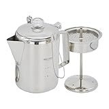 Camping Kaffeekanne – Perkolatoren Herd für Camping Edelstahl | Edelstahl Kaffee Perkolator, Camping Perkolator Gruppen, 9 Tassen Kaffeebereiter für viele Menschen