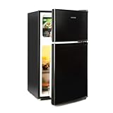 Klarstein Big Daddy - Kühlschrank mit Gefrierfach, Kühl Gefrierkombination, fridge leise, LED, 87-Liter: Kühlschrank mit 61-L und Gefrierschrank 26 L, schwarz