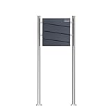 SCHARTEC Design Standbriefkasten SBS-SPB-1 freistehend mit Zeitungsfach Briefkasten stehend Postkast (Edelstahl)