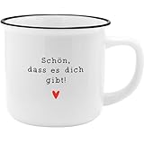 GRUSS & CO Becher mit Motiv 'Gibt' | New Bone China Porzellan, Emaille-Optik, 35 cl | Geschenk Liebe, Frühstück | 73915
