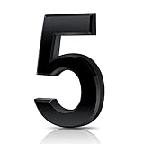 Vicloon Hausnummer, 5 in Schwarz Acryl Hausnummern,Höhe 7.5cm, Selbstklebende Haus-Nummer, für Tür, Briefkasten, Außen, Anti-Friktion, Wetterfest