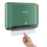 modunful Papierhandtuchspender Wandmontage, Multifold Papierhandtuchspender, C-Falz-Papierhandtuchhalter für Badezimmer, ohne Lochinstallation, grüne ABS-Abdeckung…