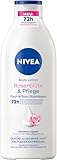 NIVEA Body Lotion Rosenblüte & Pflege, Körpercreme mit Tiefenpflege Serum für 72h Feuchtigkeit, Körperlotion mit Arganöl natürlichen Ursprungs (400 ml)