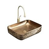 Aufsatzwaschbecken Handgeschnitztes Aufsatzwaschbecken, Badezimmerwaschbecken, runder Aufsatzwaschtisch aus Keramik für Waschtischunterschrank