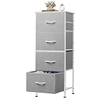 WLIVE Kommode mit 4 Schubladen aus Stoff, Kommodenschrank für Schlafzimmer, Kommode Wohnzimmer, mit Stabiler Stahlrahmen, Holzplatte, Hellgrau