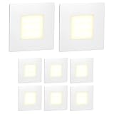 ledscom.de 8 Stück LED Treppenlicht/Wandeinbauleuchte FEX für innen und außen, eckig, 85 x 85mm, warmweiß