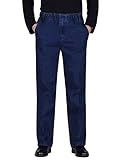 Ylingjun Herren-Jeans, elastische Taille, entspannte Passform, gerades Bein, Freizeithose, Dunkelblau, 46
