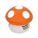 VICASKY Kleiner Pilz Tischstaubsauger Tragbarer Handstaubsauger Kabellos Effizient Entfernt Krümel Staub Asche und Fusseln Schreibtisch und Küchenreinigung Batteriebetrieb (Aa) Orange