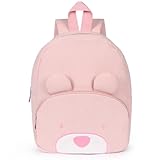 Aomig Plüsch Rucksack Kindergartenrucksack Kleinkind Rucksack Kindergarten Schultasche für Jungen Mädchen Tierischer Kinderrucksack Tier Cartoon Mini Tasche Kinder Rucksack für 2-6 Jahre (Bär-Pink)