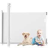 Treppenschutzgitter Ausziehbar 180cm | 97 cm Extrem Höhe Verstärkt Türschutzgitter Ausziehbar Mühelos EIN klick Schloss | Einhändig Bedienbar | Türgitter ausziehbar aus PVC ABS