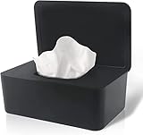 PIQIUQIU Feuchttücher Spender,Tissue Aufbewahrungskoffer mit Deckel Tücherbox Spender Schutzhülle Staubfrei Gewebe Aufbewahrung Box Hülle, Spender Halter (Schwarz)