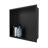 Duschregal-Einsatz aus 304 Edelstahl, für Badezimmer-Aufbewahrung, wasserdicht und platzsparend, schwarz, 30 x 30 cm, dickeres Design, einfache Installation