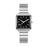 Fycakly Modische und Trendige kleine quadratische Uhr Legierungsstreifen Nagelzifferblatt Damen leichte Luxusuhr Mode Herrenuhren Solar Uhr (A, One Size)