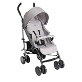 Chicco Echo Lite Kinderwagen, Buggy ab Geburt bis 22 kg, verstellbare Rückenlehne, geräumiger Sitz, Stoßstangenmanschette, Schirmbuggy, Zwillingsbremsen und schwenkbare Vorderräder, Beige