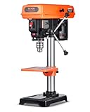VEVOR 203mm Tischbohrmaschine, 500 W Induktionsmotor, Tischbohrmaschine mit 550/950/1450/1950/2500 U/min einstellbarer Geschwindigkeit, 0-45° neigbarer Arbeitstisch, LED-Arbeitsleuchte, für Holzmetall