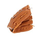 Kisangel Baseballhandschuh aus PVC Links Gepolstert mit Kunstfell Verstellbarer Riemen Flexibler Fersenbereich Gelb für Softball und Baseballtraining im Freien