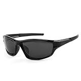 Sportbrille Herren Damen, Sunglasses, Polarisierte Sonnenbrille mit UV400 Schutz, für Personen mit größerem Kopfumfang, Sport-Sonnenbrille Schwarz für Radfahren, Laufen, Angeln, Outdoor-Aktivitäten