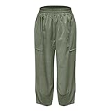 Lässige Damenhose, große Größe, lässig, rund, Hose mit zwei Taschen, Hose, weites Bein, Herbst, Hose, reine Farbe, Haremshose, Mode, lockere Haremshose, grün, X-Large