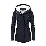 Damen Mantel Winter,Damen Wintermantel Winter Warm Steppmantel Wasserdicht Lang Winterjacke Mit Abnehmbarer Kunstpelzkragen,Wintermantel Damen Schwarz,Winterjacke Damen Parka,B Dark Blue,Xl