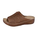 Damen-Hausschuhe, Größe 38, hohl, lässige Hausschuhe, schräge Unterseite, Sandalen, Sommerpantoffeln, braun, 39.5 EU