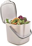Snips Biomülleimer Komposteimer, Küchenabfalleimer mit Deckel und Griff 3L, Bio Mülleimer, Abfalleimer Küche 20,5 x 18,5 x 16,7, Made in Italy, BPA-frei, Weiß