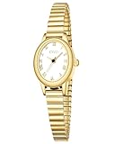 CIVO Vintage Armbanduhr Damen Kleine: Oval Gehäuse Römisches Zifferblatt Analoge mit Elastisches Armband - Zarte Gold Damenuhr Geschenke zum Jahrestag Valentinstag