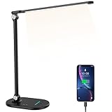 Boronasd Schreibtischlampe LED Tischlampe Desk Lamp-Schreibtisch Lampe Tisch mit Ladefunktion Bürolampe Dimmbar USB-Anschluss Smartphones 4 Farben und Stufenlose Helligkeits 45 min Auto Timer