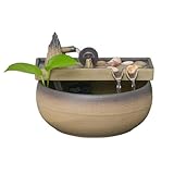 Tischbrunnen Strömendes Wasser zieht Reichtum an Keramik-Zirkulation Feng Shui-Rad Büro-Desktop-Brunnen Landschaft Zen-Wasserspiel Zimmerbrunnen