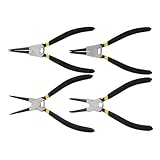 Anneome 4 Stück Teiliges Multifunktions sicherungsringzangen aus Stahl Inklusive Gerader und Gebogener Sowie Außensicherung Korrosionsbeständig mit Rutschfestem Griff für Motorrad und Lkw