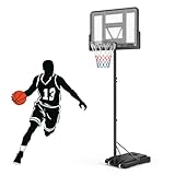 Basketballständer für Outdoor, höhenverstellbar,tragbarer Basketballständer mit Rollen, Korbanlage Indoor&Outdoor für Kinder & Jugendliche, Verwendung in Hinterhöfen Garagen (135-305cm Upgrade)