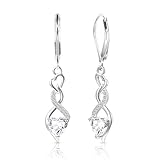 925 Sterling Silber Hängeohrringe - Hypoallergen Brillant Zirkonia Unendlichkeit Infinity Lang Hängend Diamant Ohrhänger für Damen