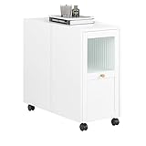 SoBuy Aktenschrank Aktenschrankwagen Druckertisch Druckerständer Rollcontainern Lagerschrank Schrank für Büro Weiß BHT ca. 31x60x70cm FBT150-W