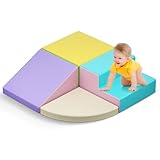 Brolteja Baby-Schaumstoffbausteine, Softplay-Set für Kleinkinder von 1–3 Jahren, Baby-Kletterturm mit Rutsche, große Bausteine ​​für Kleinkinder (Macaron-4)