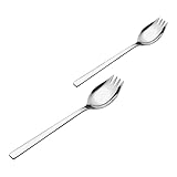 COLLBATH 2er Set Edelstahl Salatbesteck Mit Langem Griff Multifunktionale öffel Kombination Für Salate Und Suppen Hochwertige Sporks Für Den Alltag