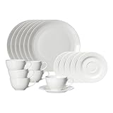 Ritzenhoff & Breker Levi Kaffeeservice für 6 Personen, 18-teilig, Kaffeegeschirr in rustikalem Stil, Spülmaschinenfest, Porzellan, Weiß