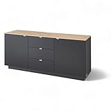 CORE TV-Sideboard in Schwarz, Artisan Eiche Optik - Moderner Fernsehschrank mit Schubladen und viel Stauraum - 180 x 77 x 44 cm (B/H/T)