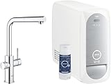 GROHE Blue Home, Küchenarmatur mit Sprudel-, Kühl- & Filterfunktion (Wasserhahn für gefiltertes, kühles und sprudelndes Trinkwasser, herausziehbarer Auslauf, ohne CO2 Flasche) chrom, 31927001