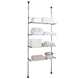 Hershii Teleskopregal für Bad mit 4 Ablagen Wäscheregal über Waschmaschine Badezimmer Platzsparer Metall Bad Regal über Toilette ohne Bohren Verstellbare B(55~97) xT29xH(218~295) cm Schwarz