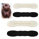 Hair Bun Maker Set, 4 Stück Upgraded Haarhalter Schwamm Clips für Einfaches Styling, Donut Brötchen Werkzeuge für Vielseitige Frisuren (Beige und Schwarz) ﻿