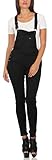 Fashion4Young 10026 Damen Latzhose Latzjeans Röhrenjeans Jeans Hosenträgern Overall (XS/34, schwarz)