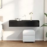 QJBSAVVA Wandregal mit Schubladen Schwarz 100x36x19 cm Holzwerkstoff, schwebendes Bücherregal platzsparend für Wohnzimmer, Schlafzimmer, Flur