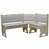 k koma Eckbank Kiefer Lackiert mit Polsterung MASSIVHOLZ ÖKOLEDER BEIGE II (140 x 140)