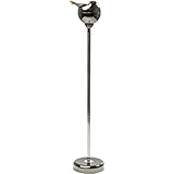 Kare Design Standascher Spheric, Chrom, Höhenverstellbar, Runder Klappdeckel, Windgeschützt, Aschenbecher für Balkon, Terasse, Stahl Gestell, 72x13x13cm (H/B/T), Metallic Schwarz