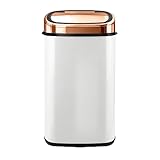 Tower T80904RW Quadratischer Mülleimer mit Sensor in Roségold - Automatischer Mülleimer mit Beschichteter Oberfläche zum Schutz vor Fingerabdrücken - Mülleimer Weiß und Roségold
