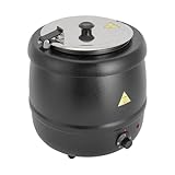 Suppentopf Elektrisch, 10L Speisenwärmer mit Abnehmbaren Deckel, Temperatur 35-80°C Einstellbereich Warmhaltetopf, Chafing dish Elektrisch, für Wohnungen, Restaurants und Frühstücksläden, Schwarz