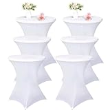 Vnituasr 6er-Set Cocktail Tischhussen, Stehtisch Husse für Bistrotisch Ø 60-65 cm, Weiße Stretch-Tischdecke für Party, Ausstellung und Stehtische(60×110cm,Weiß)