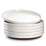 DOWAN Dessert Teller Set,Tellerset 6 Personen, Ø 21,5 cm Speiseteller Porzellan, Keramik Servierteller für Vorspeisen, Frühstücks, Kuchen, Snacks, Mikrowelle, Backofen und Spülmaschine-Vanille Weiß