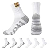 HeySocks Herren-Socken mit Viertelmotiv, für sportliche Laufsport, bequem, 6 Paar, Weiß, 6 Stück - 3 einfarbig weiß + 3 graue Streifen, 6-9