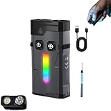 Tidepick - 1100 Lumens Mini Magnetic Flashlight, 1100 Lumen Mini EDC Taschenlampe, Wiederaufladbare Flache Taschenlampe mit RGB Seitenlicht, IP66 Wasserdicht Hell Flashlight für Outdoor Notfälle